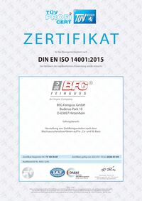 Screenshot des DIN EN ISO 14001 Zertifikats